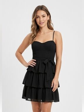 American Eagle Women's Little Black Dress Tiered Ruffles Size 2